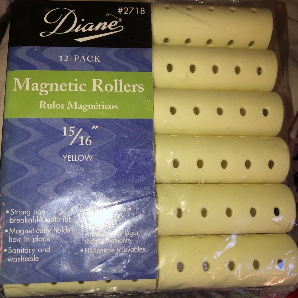 Diane #D2718 Magentic 15/16" Hair Rollers 12pk YELLOW NEW